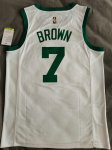 Maillot de Basket #7 Brown Celtics 75th Anniversary Blanc Imprimé